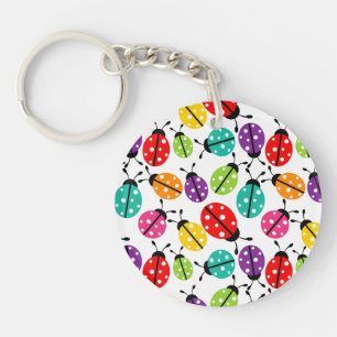 Colourful Cute Lady Bug Seamless Pattern Keychain