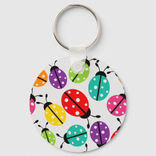 Colourful Cute Lady Bug Seamless Pattern Keychain