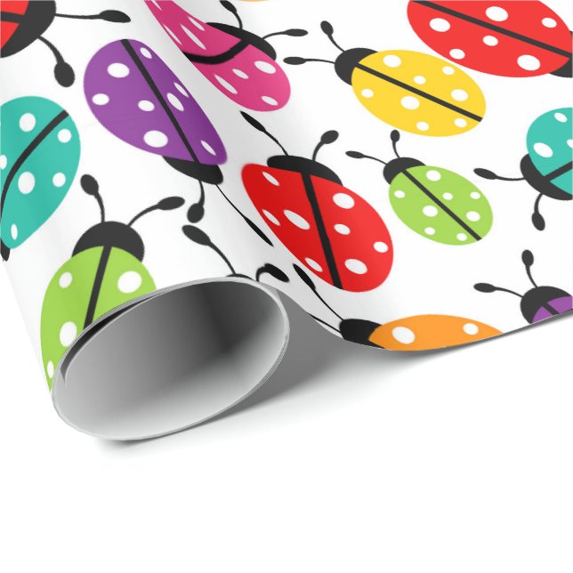 Colourful Cute Lady Bug Seamless Pattern Wrapping  Paper (Roll Corner)