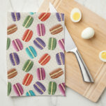 Colourful Cute Macaroons Pattern Kitchen Towel<br><div class="desc">Colourful tumbling macaroons pattern on pastel dotty background.</div>