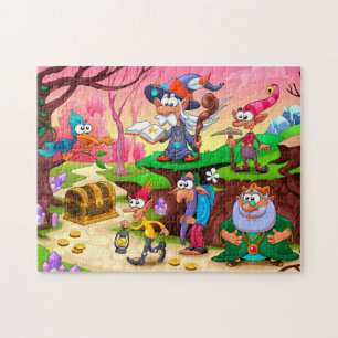 Colourful Cute Magical Wizard Treasure Jigsaw Puzzle