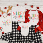 Colourful Cute Merry Christmas Matching Family T-Shirt<br><div class="desc">This cute and fun Merry Christmas kids shirt features a place for you to add a name,  with ‘Merry Christmas’ in colourful bright typography. Available in all sizes so the perfect design for your matching family Christmas shirts.</div>