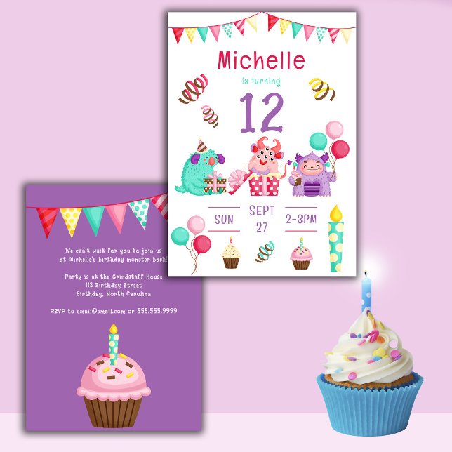 Colourful Cute Monster Birthday Invitation (Creator Uploaded)
