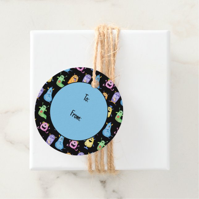 Colourful Cute Monsters Favour Tags (In Situ)