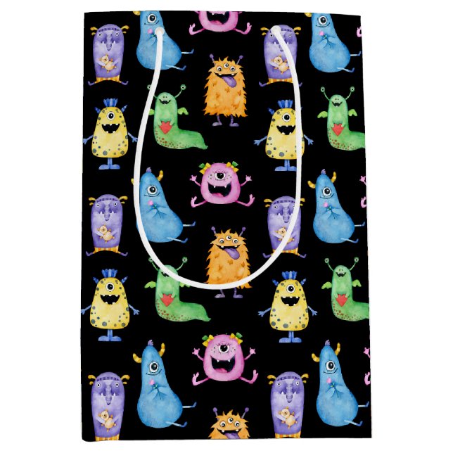 Colourful Cute Monsters Medium Gift Bag (Front)