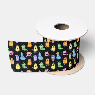 Colourful Cute Monsters Satin Ribbon