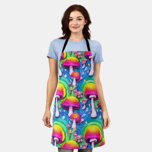 Colourful Cute Mushroom Seamless Pattern Apron