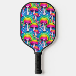 Colourful Cute Mushroom Seamless Pattern Pickleball Paddle