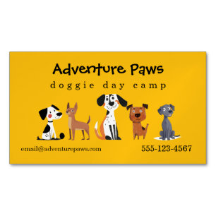 Colourful Cute Pet Dogs   Animal Services Magnetic Magnetic Business Card