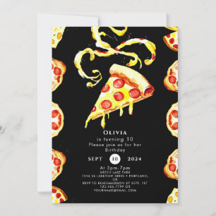 Colourful Cute Pizza Birthday Invitation