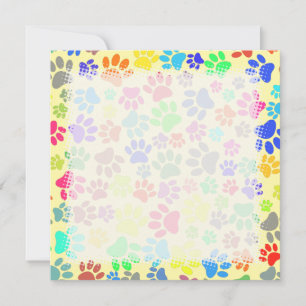Colourful Cute Puppy Paw Prints Card