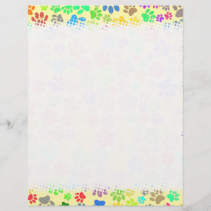 Colourful Cute Puppy Paw Prints Letterhead