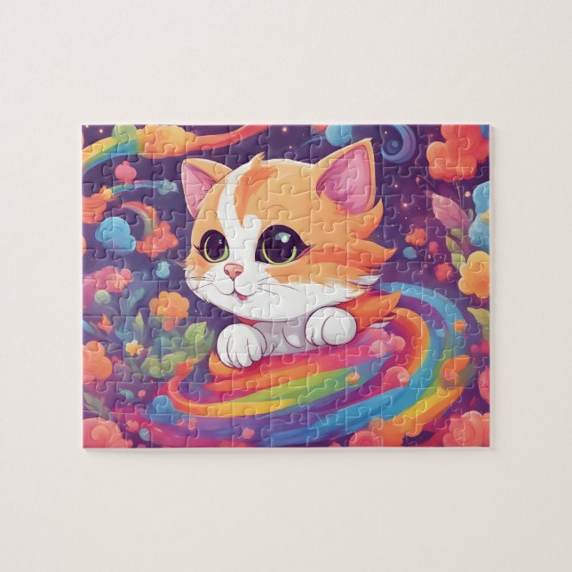 Colourful Cute Rainbow  Cat Jigsaw Puzzle (Horizontal)