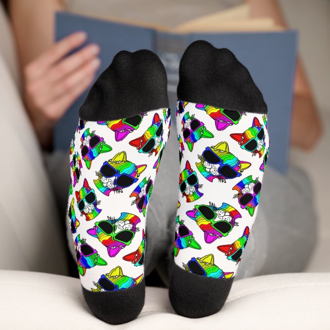 Colourful CUTE Rainbow Cats Socks (Bottom)