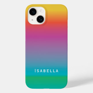 Colourful Cute Rainbow Gradient Ombre Monogram Case-Mate iPhone 14 Case
