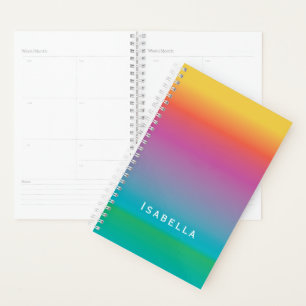 Colourful Cute Rainbow Gradient Ombre Monogram Planner