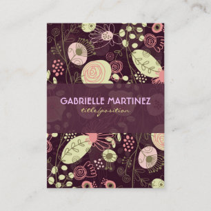 Colourful Cute Retro Flowers Business Card Templat