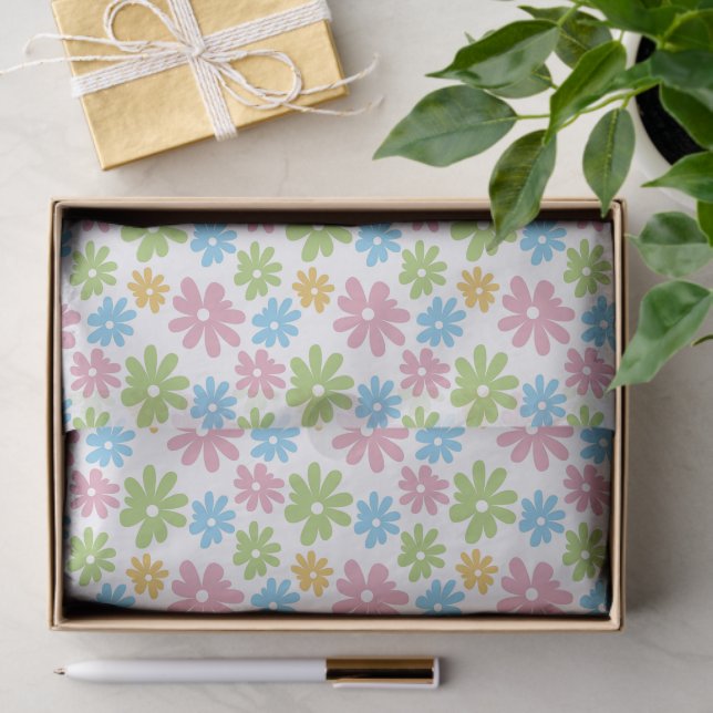 Colourful Cute Retro Summer Flower Art Pattern Tissue Paper (Gift)