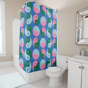Colourful Cute Retro Yin Yang Pattern Blue Green