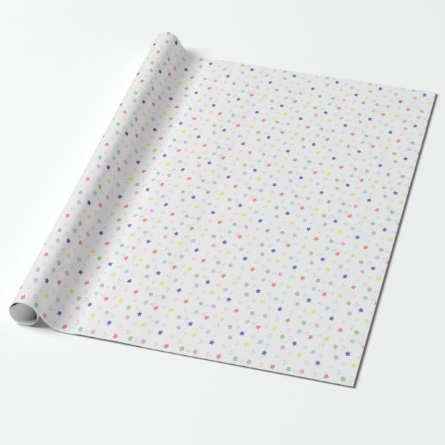 Colourful Cute Stars Pattern Gift Wrapping Paper (Unrolled)