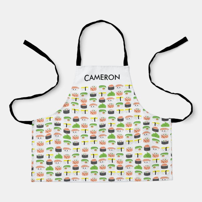 Colourful Cute Sushi Chef Personalized Apron (Front)