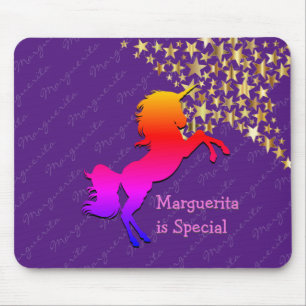 Colourful, cute UNICORN Personalized PURPLE Mouse Pad