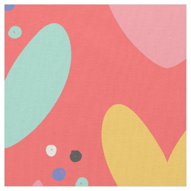 Colourful cute Valentine's hearts pattern Fabric (Close Up)