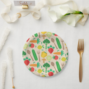 Colourful Cute Vegetable Pattern Paper Plate