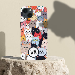 Colourful Cute Warm Too Many Cats Custom Name    iPhone 13 Case