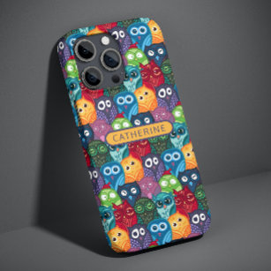 Colourful Cute Whimsical Owls Personalized Name Case-Mate iPhone 14 Case