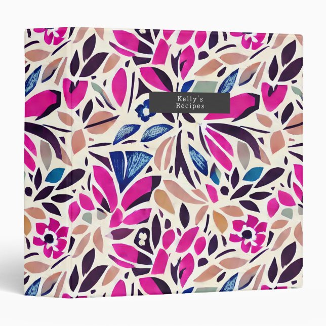 Colourful Cutouts Botanical Pattern  Binder (Front/Spine)