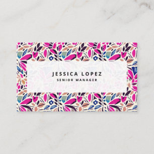 Colourful Cutouts Purple Floral Professional Busin Business Card
