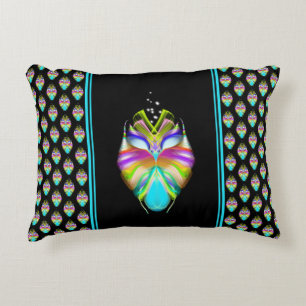 Colourful Cyan and Black Oracle Owl Accent Pillow