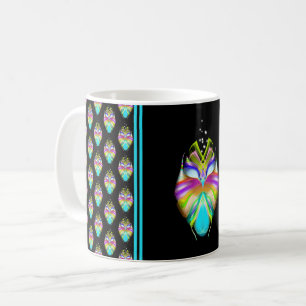 Colourful Cyan and Black Oracle Owl Coffee Mug