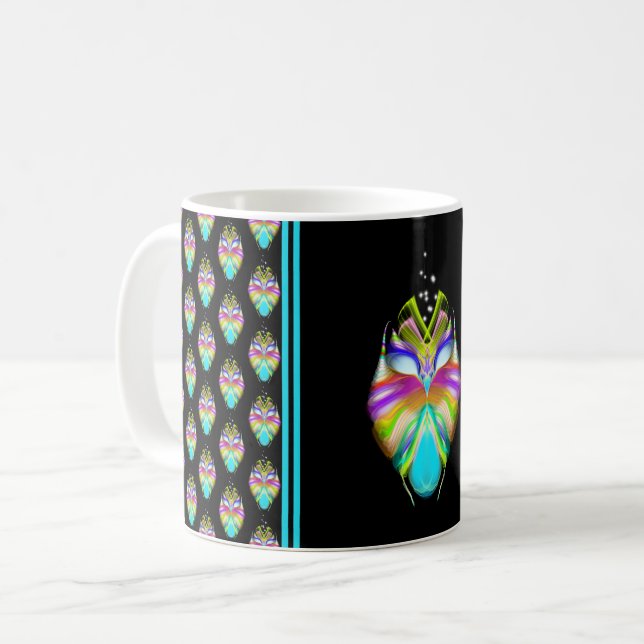 Colourful Cyan and Black Oracle Owl Coffee Mug (Front Left)
