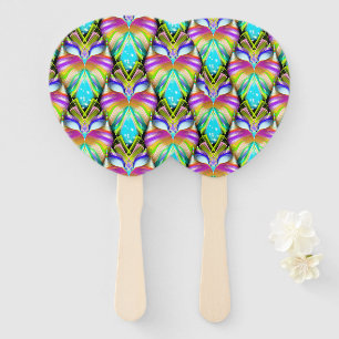 Colourful Cyan and Black Oracle Owl Pattern Hand Fan
