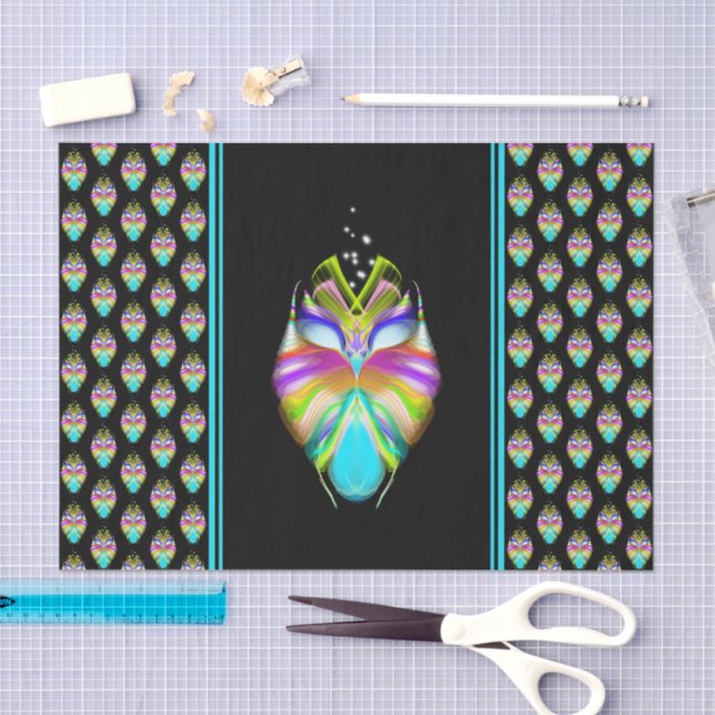 Colourful Cyan and Black Oracle Owl Tissue Paper (Craft)