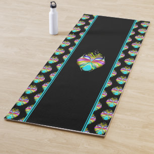 Colourful Cyan and Black Oracle Owl Yoga Mat