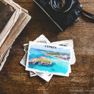 Colourful Cyprus Watercolor Beach  Postcard