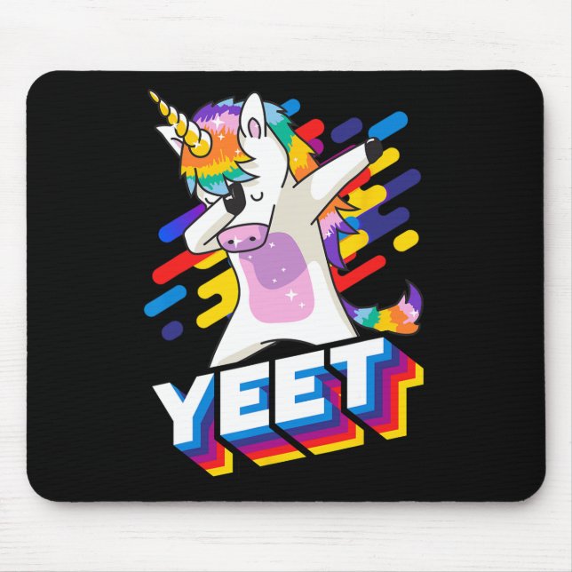 Colourful Dabbing Dancing Unicorn Celebration Yeet Mouse Pad (Front)
