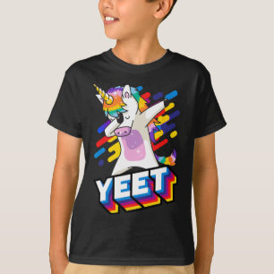 Colourful Dabbing Dancing Unicorn Celebration Yeet T-Shirt