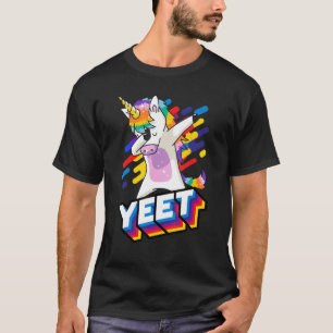 Colourful Dabbing Dancing Unicorn Celebration Yeet T-Shirt