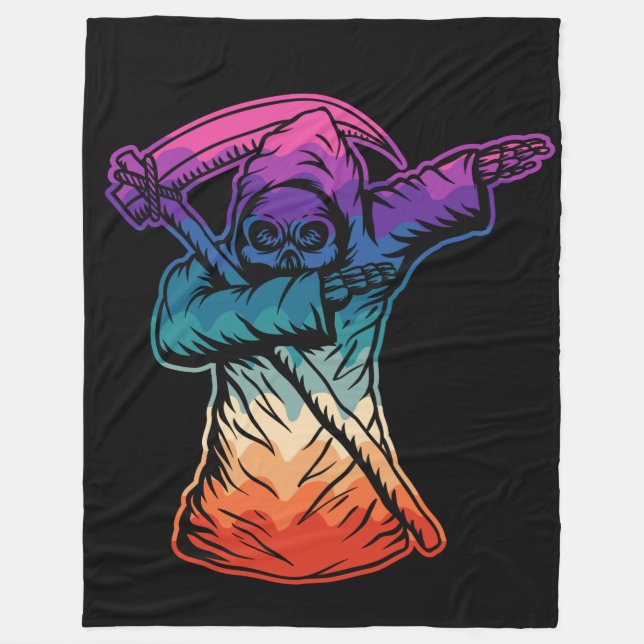 Colourful Dabbing Grim Reaper Fleece Blanket (Front)