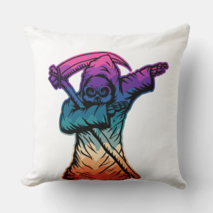 Colourful Dabbing Grim Reaper Throw Pillow