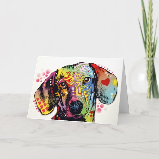 colourful Dachshund art Card (Front)