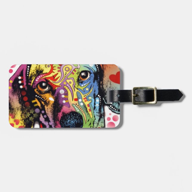colourful Dachshund art Luggage Tag (Front Horizontal)