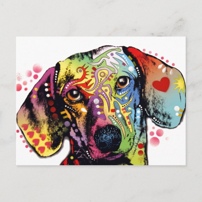 colourful Dachshund art Postcard (Front)