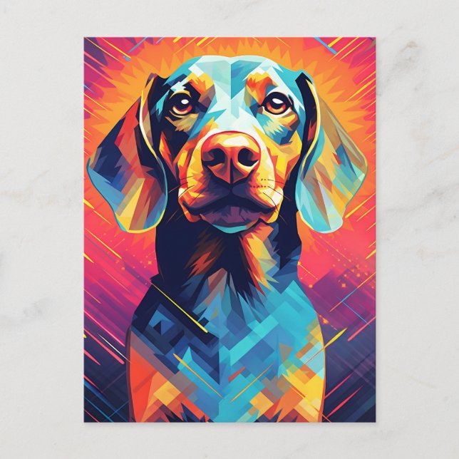 Colourful Dachshund Art Postcard (Front)