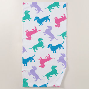 Colourful Dachshund Beach Party Towel