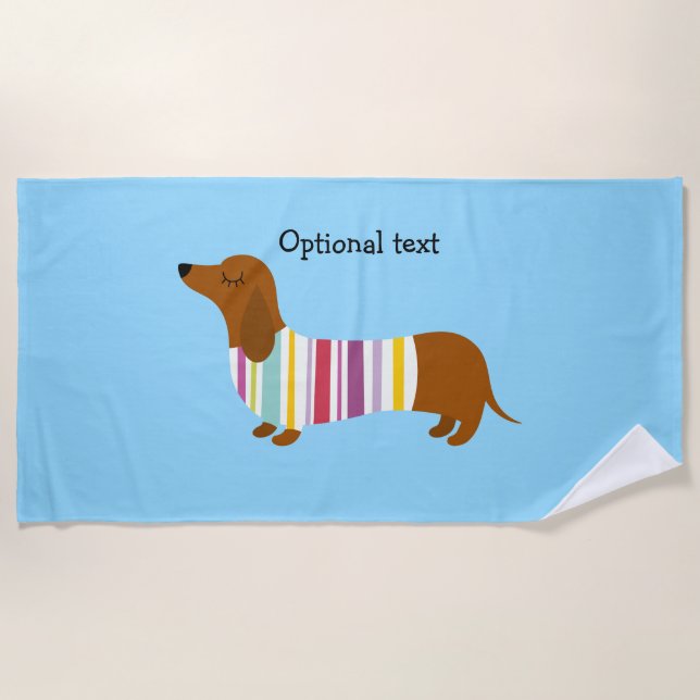 Colourful Dachshund Beach Towel (Front)